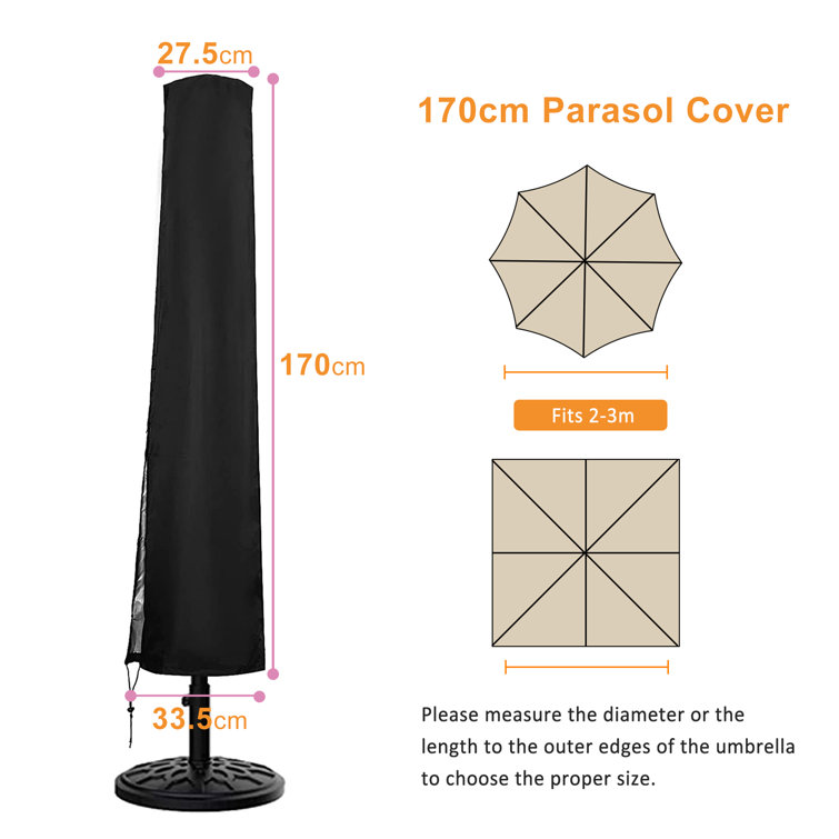 Dakota Fields Garden Waterproof Parasol Cover with Zip and Cord 170 x